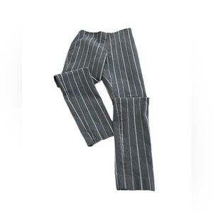 Calvin Klein straight leg gray pink & white pinstripes stretchy banded pant Sz M